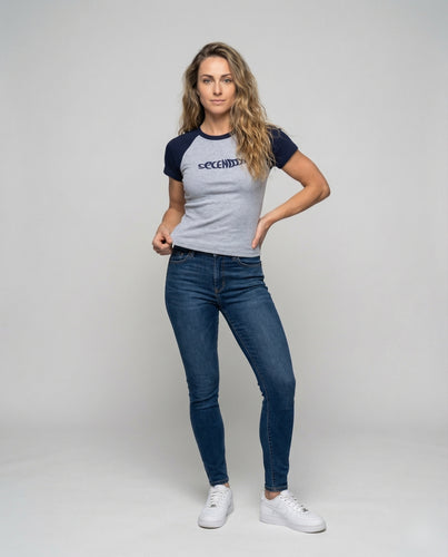 Damen Raglanshirt Figurbetont Rundhalsausschnitt