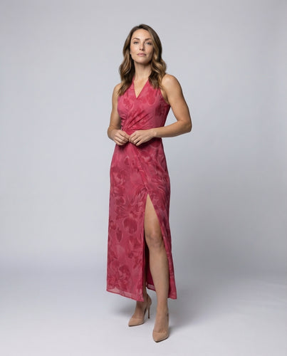 Damen Abend-Maxikleid Seidenoptik Korsagen-Passe
