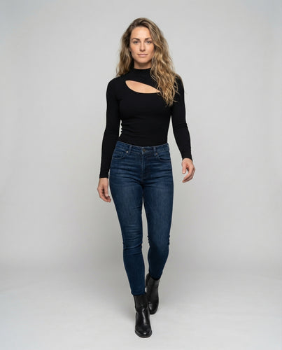 Damen Feinstrick-Longsleeve Asymmetrischer Ausschnitt