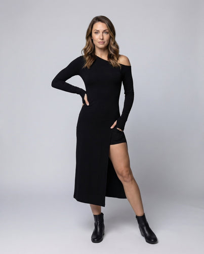 Damen Tanz-Maxikleid Ballettstil Beinschlitz