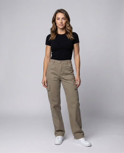 Damen hochgeschnittene Cargo-Palazzo-Hose
