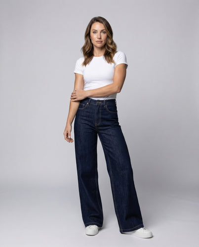 Damen hochgeschnittene extraweite Jeanshose