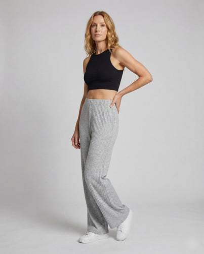 Damen hochtaillierte Strick-Palazzohose