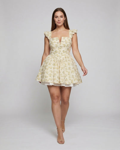 Damen kurzes Miederkleid mit Puffärmeln.