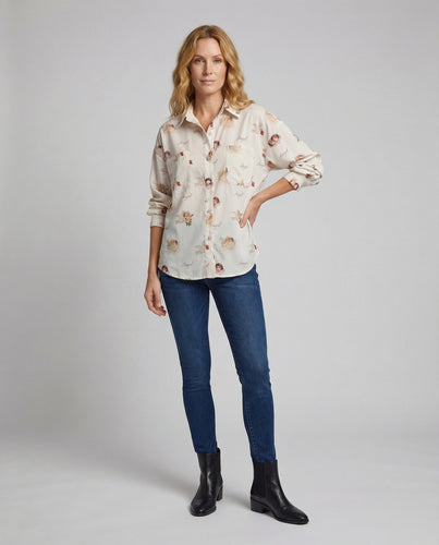 Damen Viskose-Bluse mit Wickelkragen und taillierter Bundnaht.