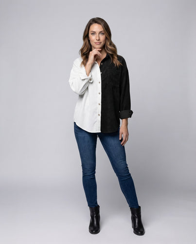 Damen Bindebluse mit Volant-Trompetenärmeln und Knotenfront.