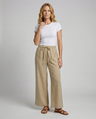 Damen weite Leinenoptik-Relaxhose