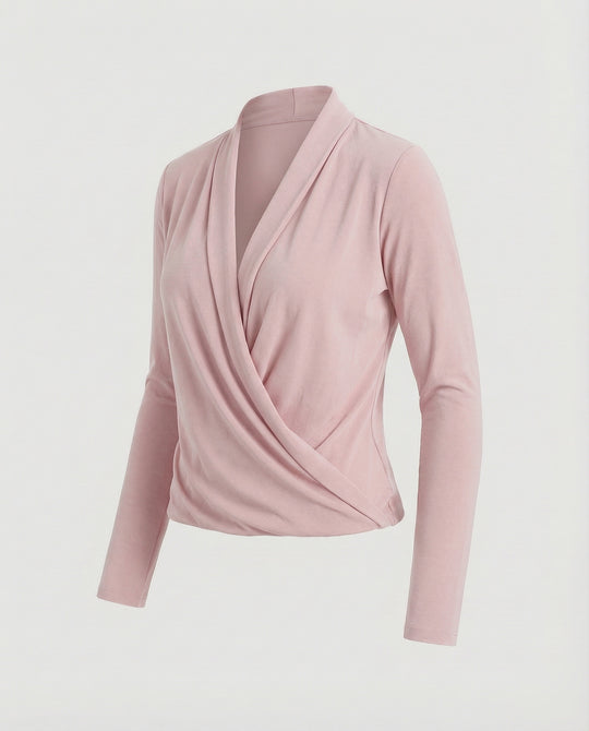 Damen Wickelbluse mit Wasserfalldrapierung