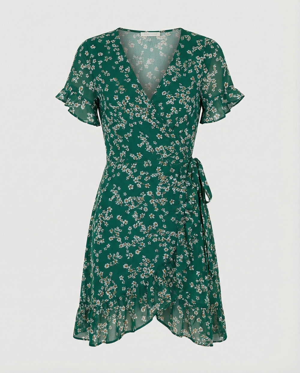 Damen Wickelkleid mit asymmetrischem Rüschensaum