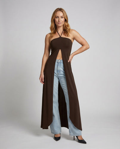 Damen bauchfreies Neckholder-Maxi-Top