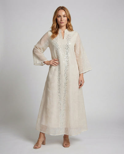 Damen besticktes Kaftan-Maxikleid