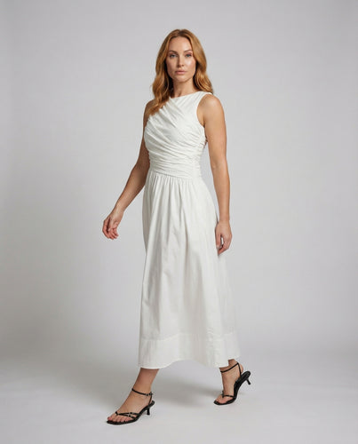 Damen elegantes Maxikleid mit Drapée-Oberteil