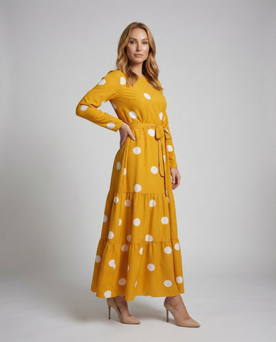 Damen fließendes Maxikleid mit Stufenvolants