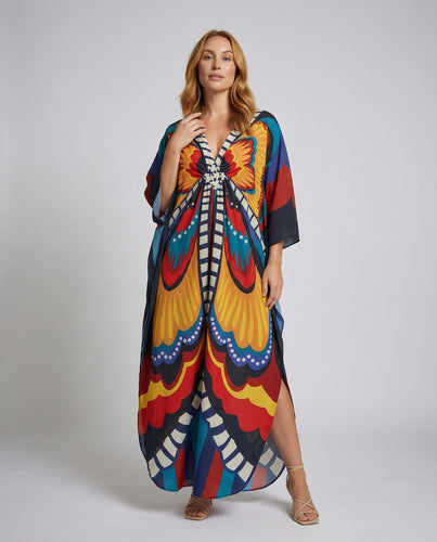 Damen Kaftan-Maxikleid im Boho-Stil