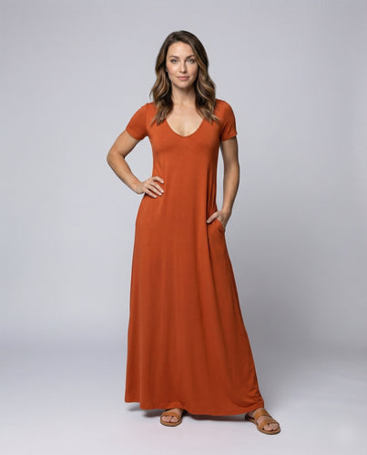 Damen komfortables Jersey-A-Linien-Maxikleid