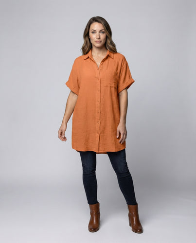 Damen lässiges Hemd-Minikleid in Oversize-Silhouette