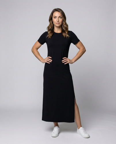 Damen legeres Longshirt-Kleid mit Seitenschlitz