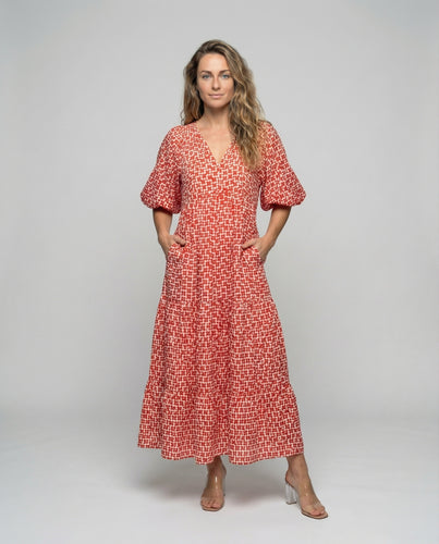 Damen luftiges Stufen-Maxikleid in A-Linien-Silhouette