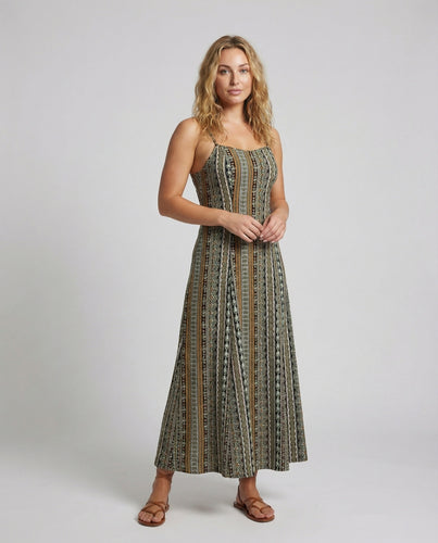 Damen Maxikleid mit Ethno-Streifenmuster