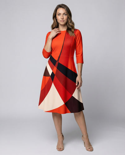Damen Midikleid mit geometrischem Muster