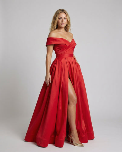 Damen opulentes schulterfreies Abendkleid