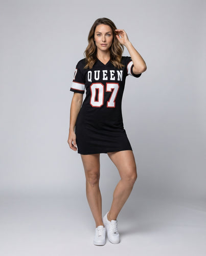 Damen sportliches weites T-Shirtkleid mit Frontdruck
