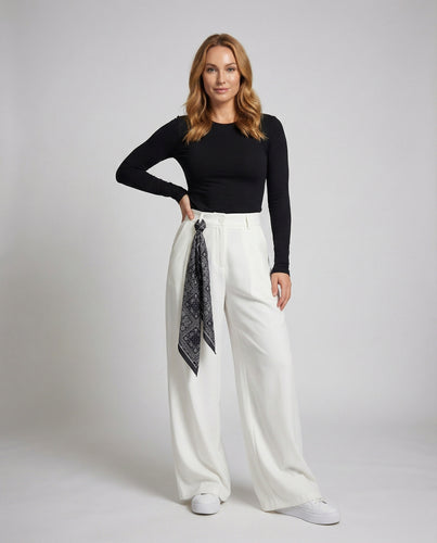 Damen taillenhohe Palazzohose mit Schalgürtel