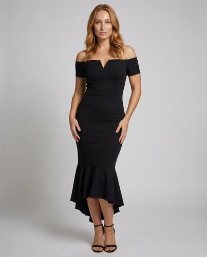 Damen tailliertes Schlauchkleid mit asymmetrischem Volant