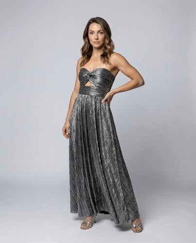 Damen trägerloses Maxi-Abendkleid mit Knotendetail