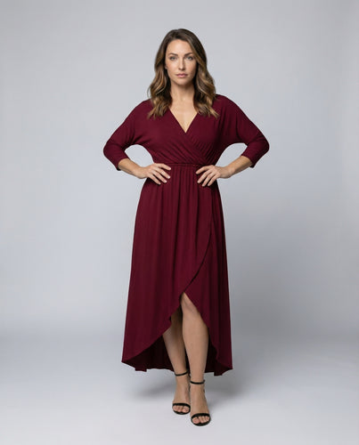Damen Wickel-Maxikleid für kurvige Figuren