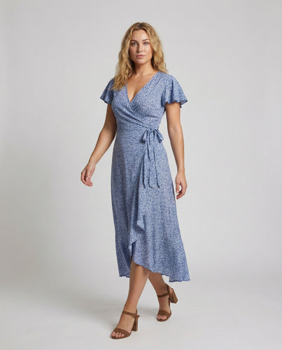 Damen Wickelkleid im Blumenprint mit Vokuhila-Volant