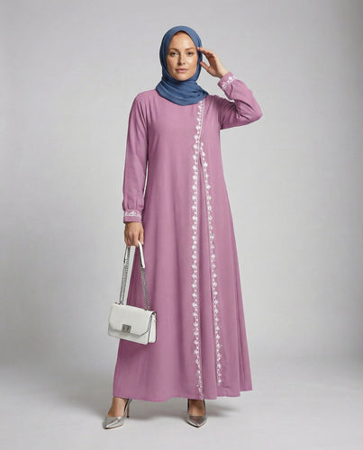 Damen bestickte Kaftan-Abaya mit Zierborte