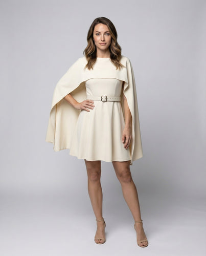 Damen Cape-Minikleid mit Taillengürtel