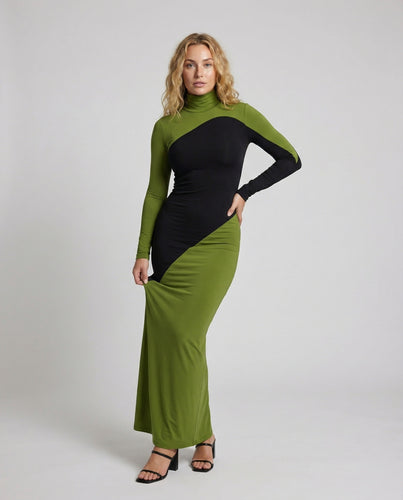 Damen elegantes Maxikleid in Meerjungfrauen-Optik