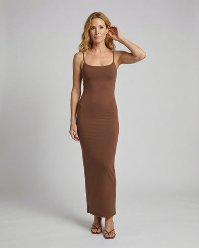 Damen eng anliegendes Stretch-Maxikleid