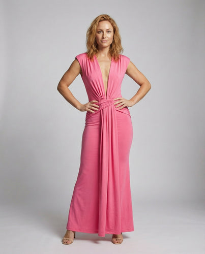 Damen figurbetontes Drapé-Abendkleid mit Wickeltaille