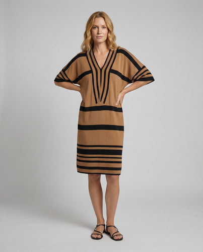 Damen gestreiftes Strand-Kaftan-Midikleid