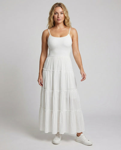 Damen Maxi-Bustierkleid mit Rippoberteil