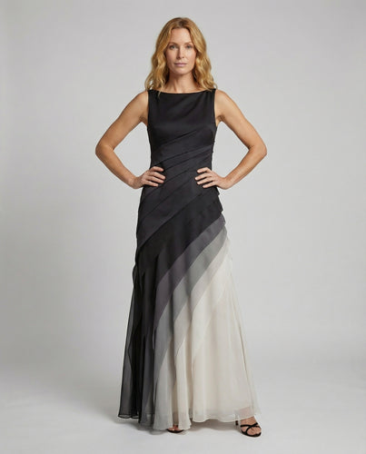 Damen mehrlagiges Abendkleid mit Chiffon-Überrock