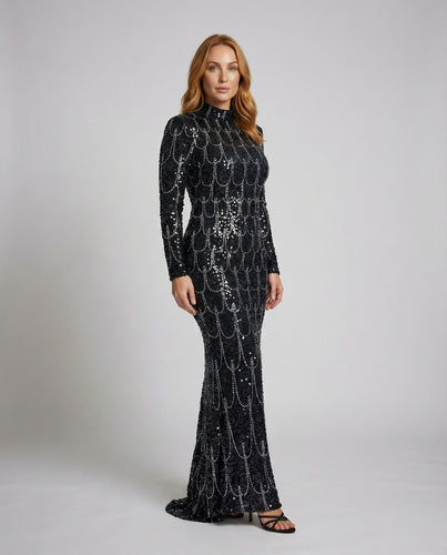 Damen Gala-Maxikleid mit Paillettenstickerei
