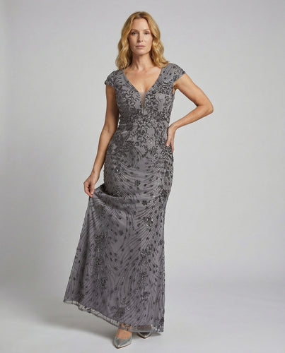 Damen tailliertes besticktes Gala-Abendkleid