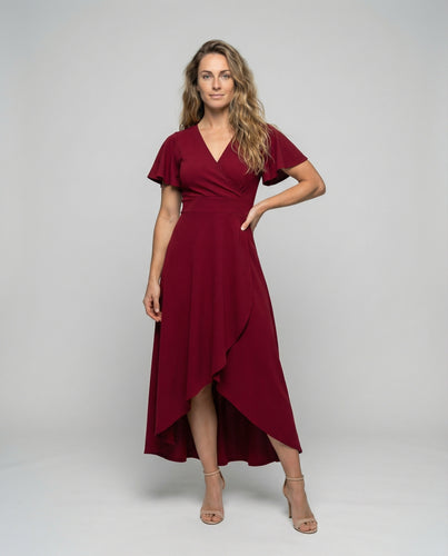 Damen V-Ausschnitt-Midikleid mit Volantfront