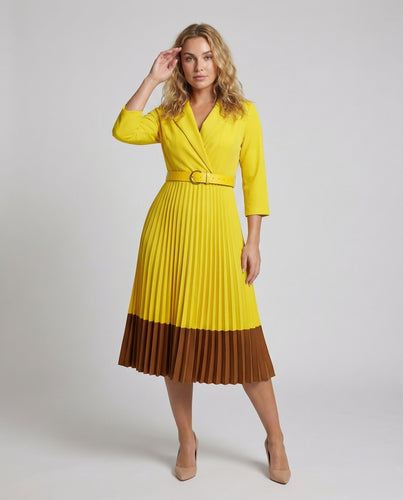 Damen Midikleid in Blazer-Optik mit Plissee