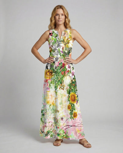 Damen ärmelloses Maxikleid mit V-Schlitz