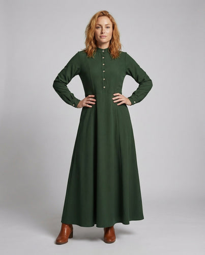 Damen bodenlanges Maxikleid mit Knopfleiste