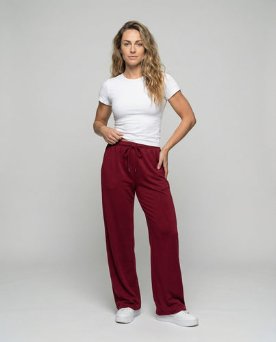 Damen breite Relaxhose aus Satin-Jersey