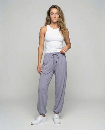 Damen drapierte Relax-Hose mit Knöchelabschluss