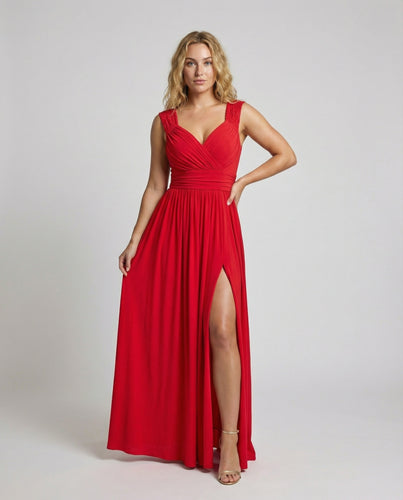 Damen elegantes Abend-Maxikleid mit Seitenschlitz