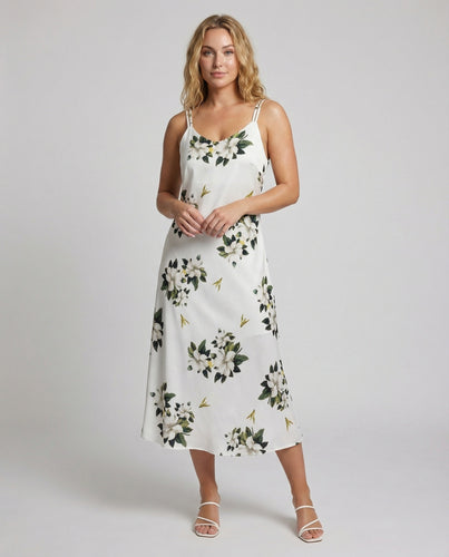 Damen elegantes Midaxi-Slipkleid mit Blumenprint