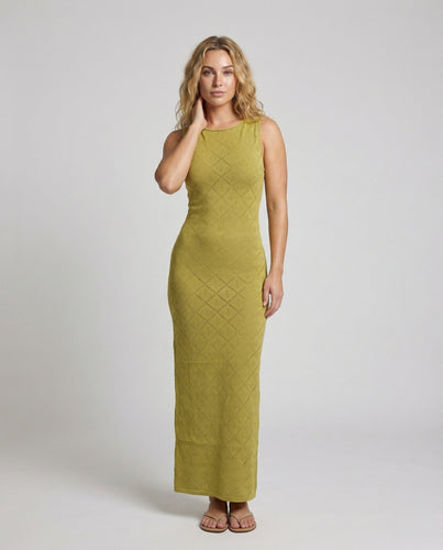 Damen figurbetontes Maxikleid mit Ajour-Diamantmuster